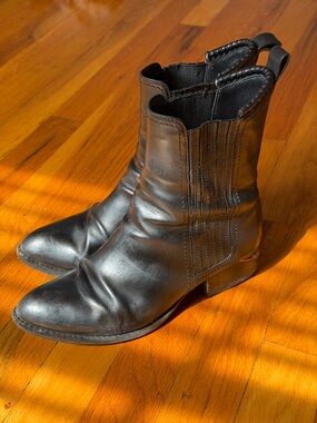 Alexander Wang Kori Black Leather Chelsea Ankle Boot Cutout Heel Size 6